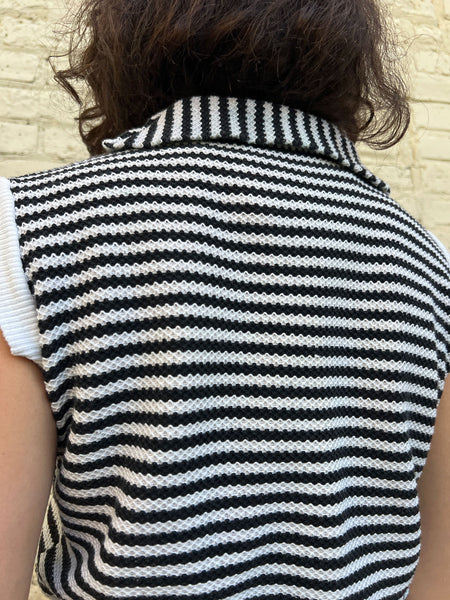 Vintage 1960's Black and White Cotton Top
