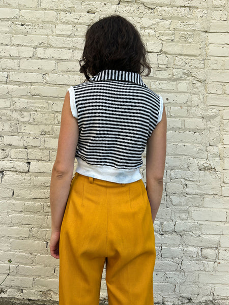 Vintage 1960's Black and White Cotton Top
