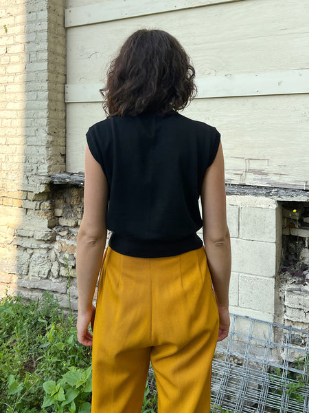 Vintage 1960's Black Cotton Sleeveless Top