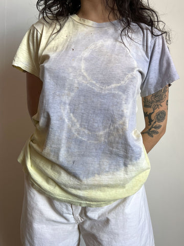 Vintage 1960's Tye Died T-Shirt, Cotton, Paper Thin, Swiss Cheese Distressed Holey Tee