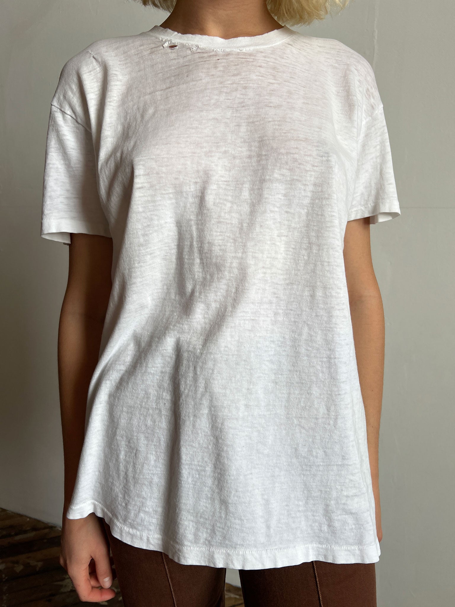 Vintage White T-Shirt, Hanes, Cotton, 1960's