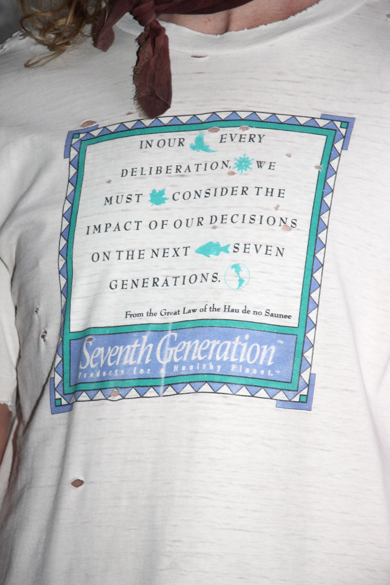 Vintage SEVENTH GENERATION T Shirt Thrashed Hippie