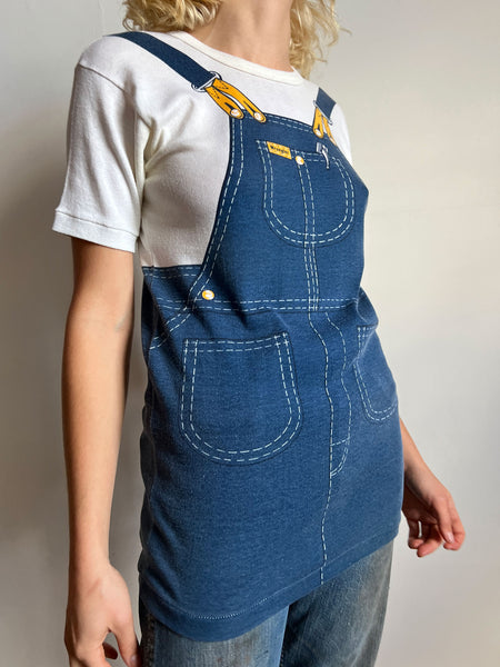 Vintage 1960's Wrangler Overalls T-Shirt, Pop Art, Mod