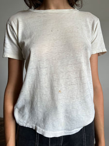 Vintage 1950's BVD Brand Thrashed White Tee, Paper Thin