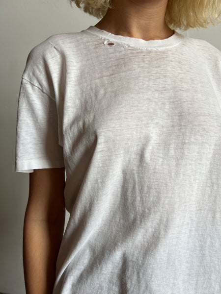 Vintage White T-Shirt, Hanes, Cotton, 1960's