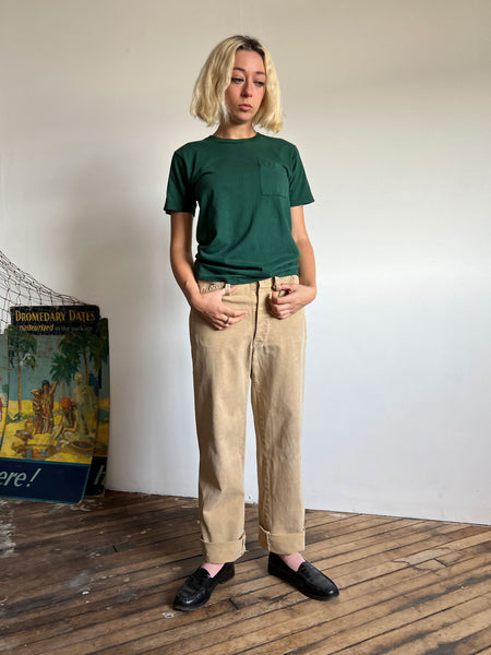 Vintage 1960's Green Cotton Pocket T Shirt