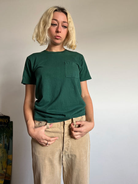 Vintage 1960's Green Cotton Pocket T Shirt