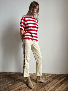 Vintage 1930's 1940's Red and White Striped T Shirt