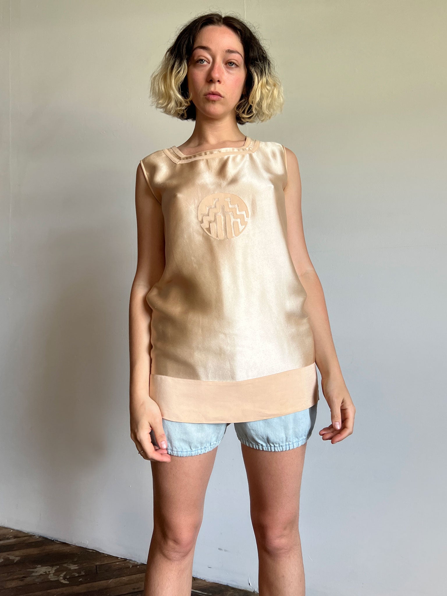 Antique 1920's Silk Satin Sleeveless Top