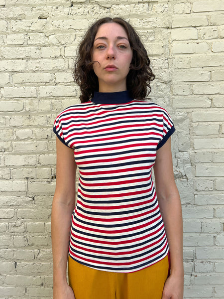 Vintage 1940's Striped Short Sleeve Turtleneck