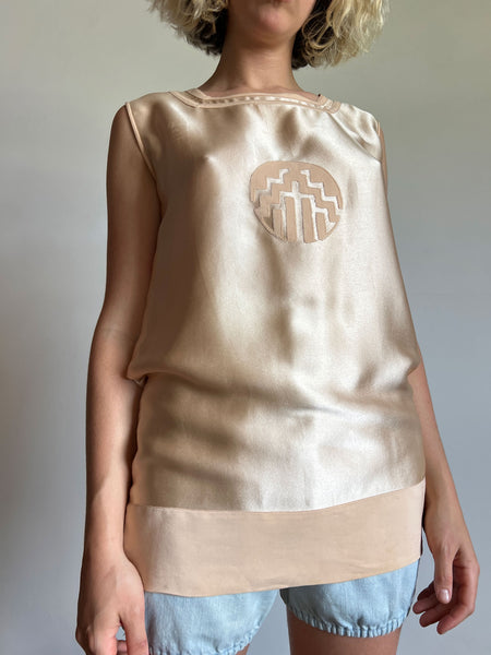Antique 1920's Silk Satin Sleeveless Top
