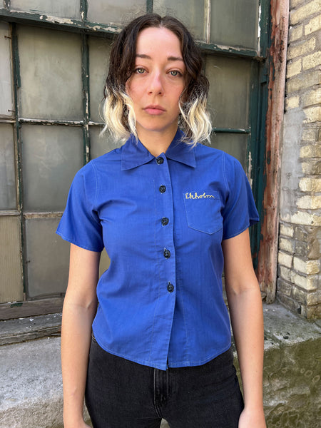 Vintage 1930's Blue Embroidered Blouse