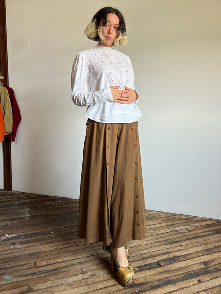 Antique Edwardian Era White Linen Blouse