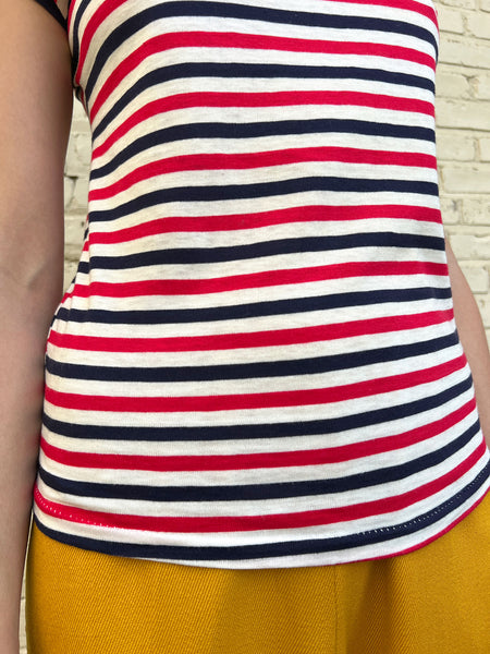 Vintage 1940's Striped Short Sleeve Turtleneck