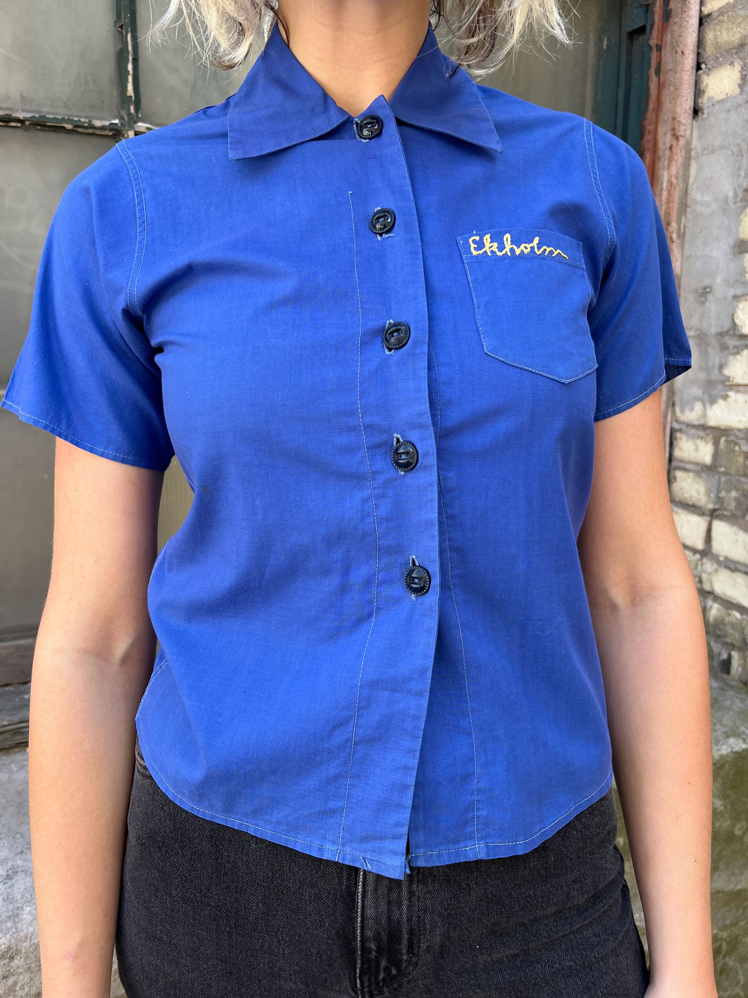 Vintage 1930's Blue Embroidered Blouse