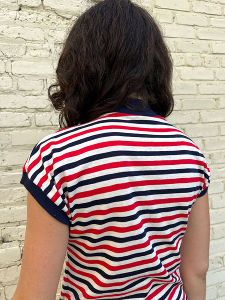 Vintage 1940's Striped Short Sleeve Turtleneck