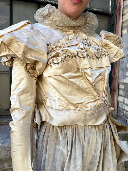 Antique 1880's Silk Puff Sleeved Bodice