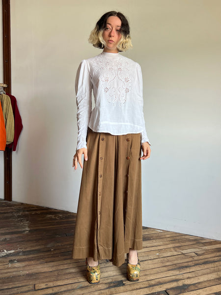 Antique Edwardian Era White Linen Blouse