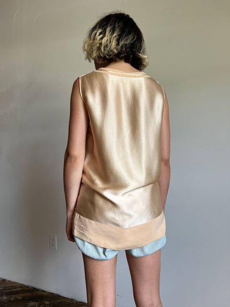 Antique 1920's Silk Satin Sleeveless Top