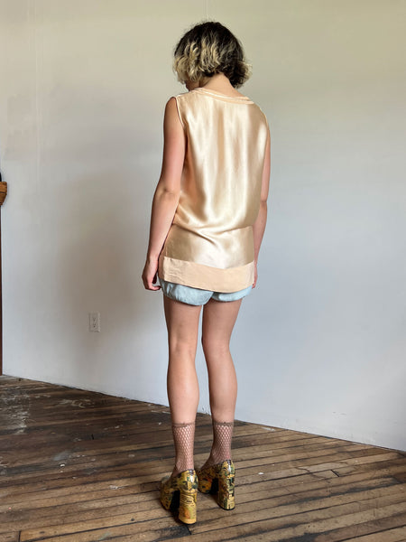 Antique 1920's Silk Satin Sleeveless Top
