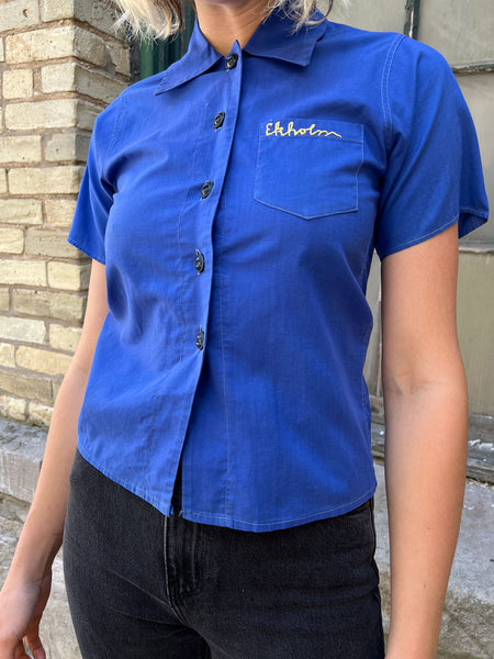 Vintage 1930's Blue Embroidered Blouse