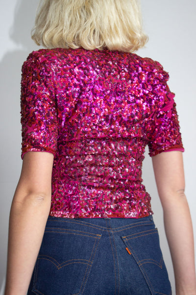 Vintage 1930's Talon Bell Zipper Sequined Blouse