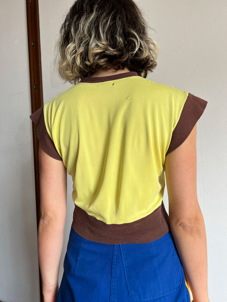 Vintage 1940's Dayglow Rayon Jersey - Cotton Tee