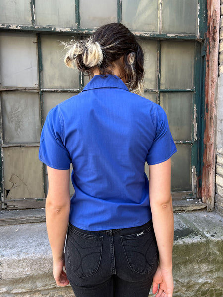 Vintage 1930's Blue Embroidered Blouse