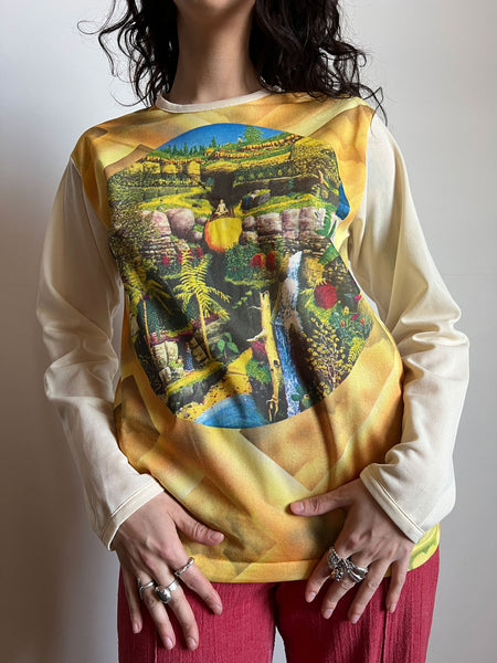 Vintage 1960's - 1970's Long Sleeved Psychedelic Shirt, Meditation, Trippy 60's 70's