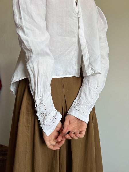 Antique Edwardian Era White Linen Blouse