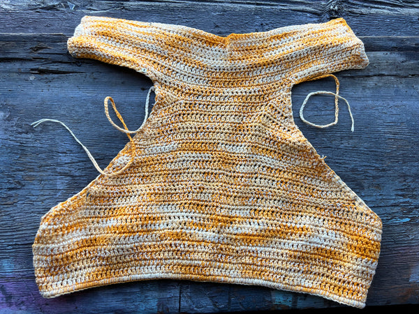 Vintage 1960's Yellow Crocheted Halter Top, 60's