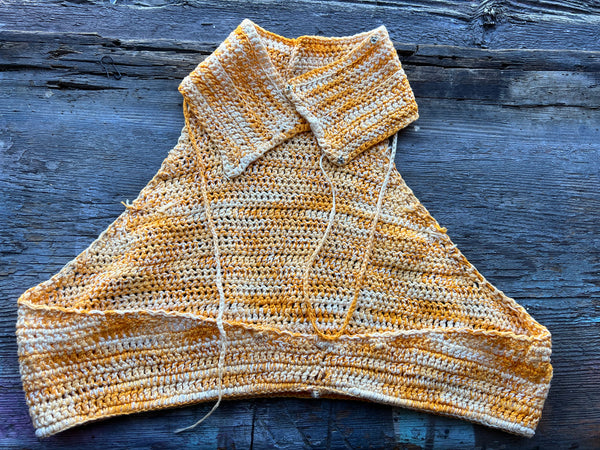 Vintage 1960's Yellow Crocheted Halter Top, 60's