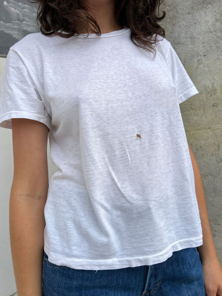Vintage 1950's - 60's Paper Thin White Cotton T-Shirt