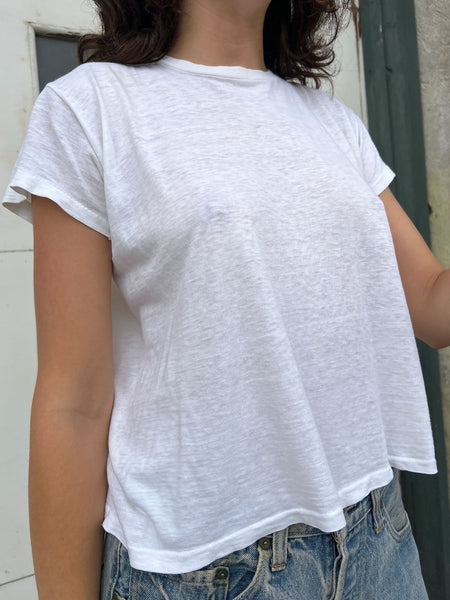 Vintage 1950's - 1960's White Paper Thin Cotton T-Shirt #2