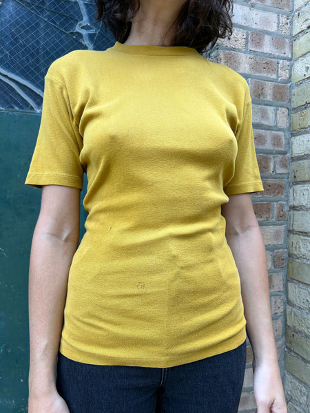 Vintage 1960's - 70's Mustard Cotton T-Shirt