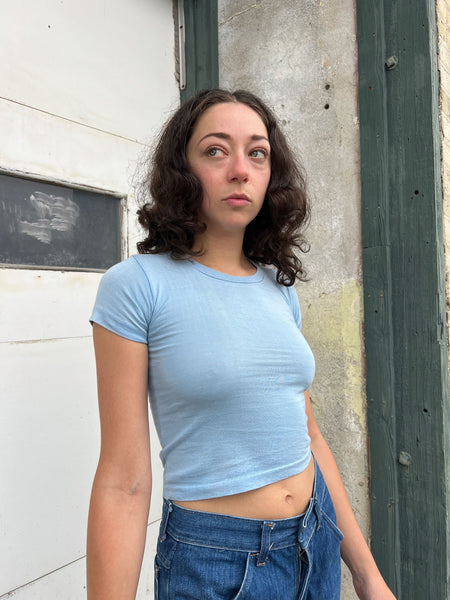 Vintage 1960's Light Blue Baby Tee