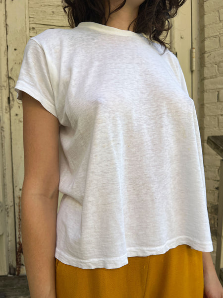 Vintage 1960's White Cotton Paper Thin T-Shirt #2