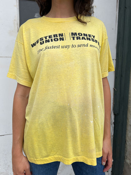 Vintage Paper Thin Western Union Money Transfer Single Stitch T-Shirt