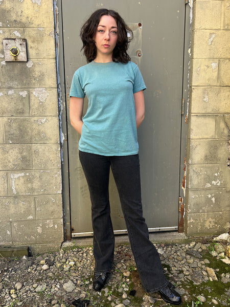 Vintage 1960's - 70's Faded Blue Cotton T-Shirt