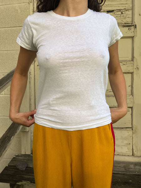 Vintage 1960's White Cotton Paper Thin T-Shirt #3