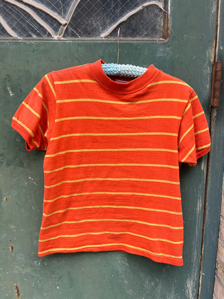 Vintage 1960's Orange "The Newyorker" Striped Short Sleeve Shirt