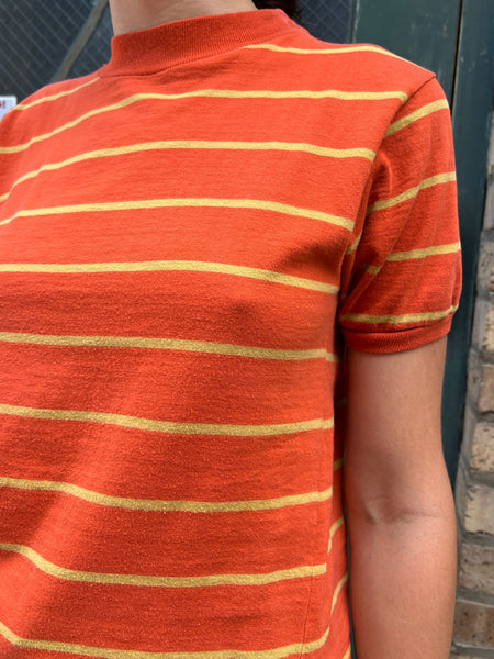 Vintage 1960's Orange "The Newyorker" Striped Short Sleeve Shirt
