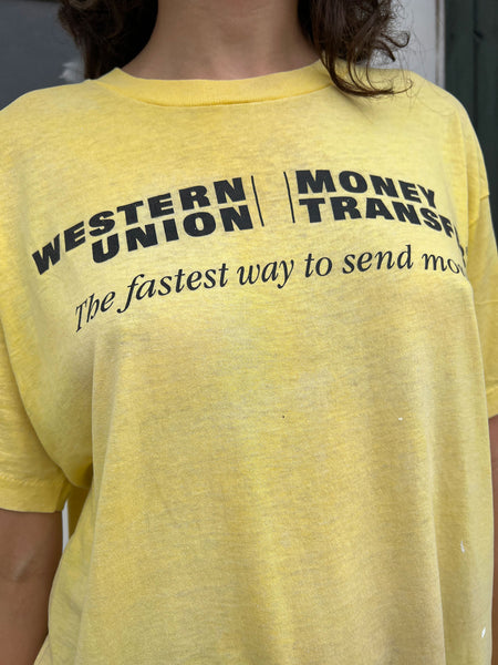 Vintage Paper Thin Western Union Money Transfer Single Stitch T-Shirt