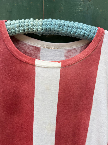 Vintage 1970's - 80's Hand Painted Red and White Striped T-Shirt