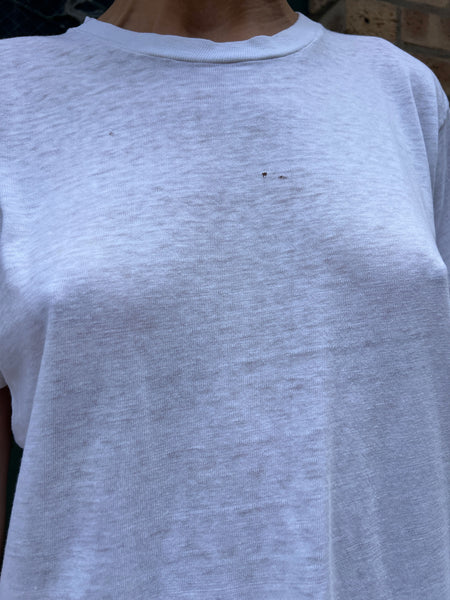 Vintage 1960's - 70's White Cotton T-Shirt #1
