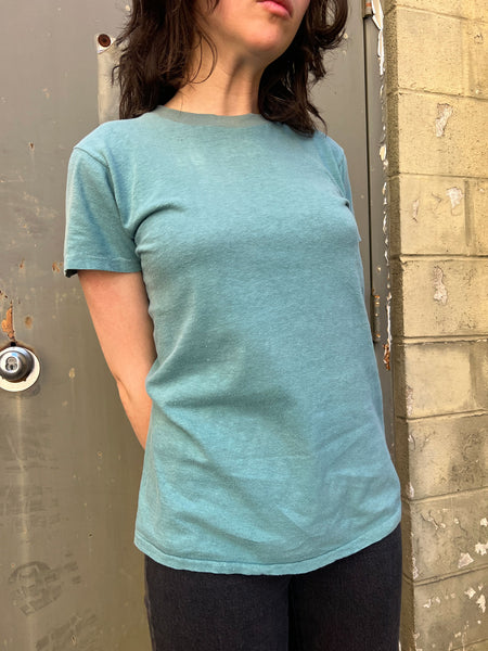 Vintage 1960's - 70's Faded Blue Cotton T-Shirt