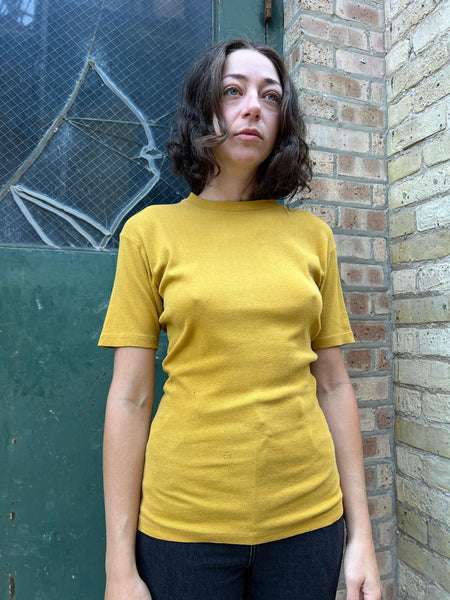 Vintage 1960's - 70's Mustard Cotton T-Shirt