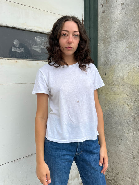 Vintage 1950's - 60's Paper Thin White Cotton T-Shirt