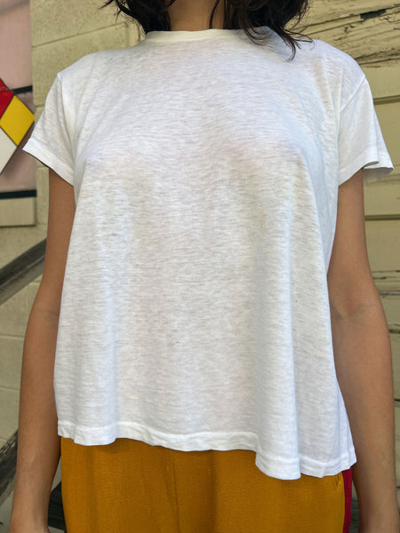 Vintage 1960's White Cotton Paper Thin T-Shirt #2