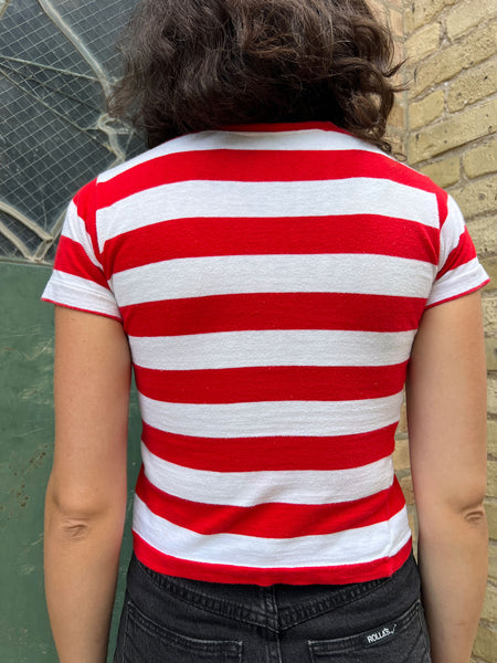 Vintage 1960's Red and White Striped Baby Tee